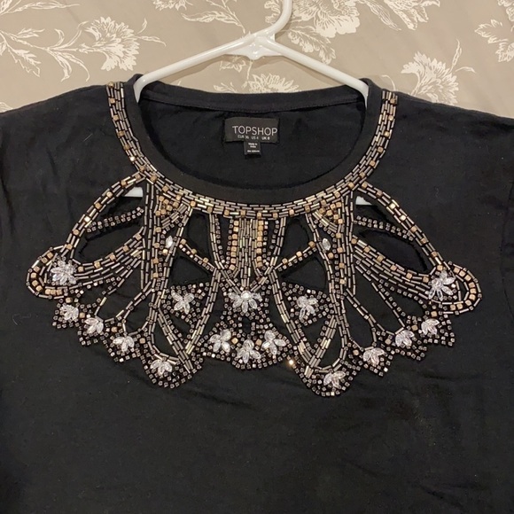 Topshop Embellished Cut Outs Tee - Picture 13 of 13